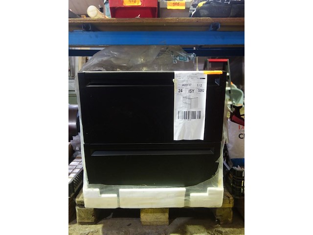 Onderkast (zwart) met 2 laden 60 x60 cm met uitsparing voor afvoer - afbeelding 1 van  2