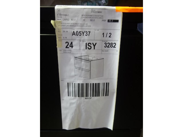 Onderkast (zwart) met 2 laden 60 x60 cm met uitsparing voor afvoer - afbeelding 2 van  2