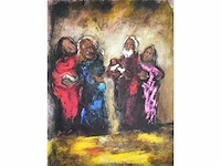 Onleesbaar signatuur - gemengde techniek - acryl op papier - afbeelding 1 van  7