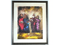 Onleesbaar signatuur - gemengde techniek - acryl op papier - afbeelding 2 van  7