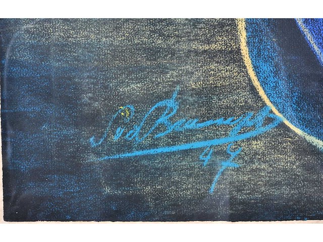 Onleesbaar signatuur - mannelijk naakt - pastel - afbeelding 3 van  7