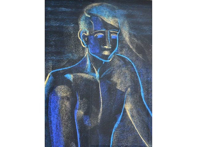 Onleesbaar signatuur - mannelijk naakt - pastel - afbeelding 4 van  7