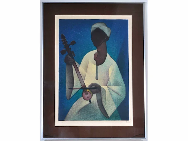 Onleesbaar signatuur - muzikant - litho - afbeelding 2 van  7