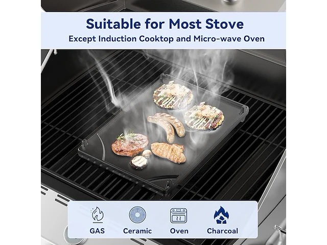 Onlyfire gietijzeren omkeerbare grillpan - afbeelding 2 van  4