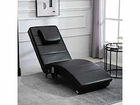 Ontspanningsstoel met massagefunctie ergonomische salonstoel met hoge rugleuning, met massagefunctie en kussen met zero-g design salonstoel in zwart schuimmetaal kunstleer 58 x 163 x 87 cm - afbeelding 1 van  6