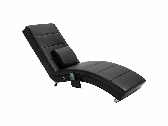 Ontspanningsstoel met massagefunctie ergonomische salonstoel met hoge rugleuning, met massagefunctie en kussen met zero-g design salonstoel in zwart schuimmetaal kunstleer 58 x 163 x 87 cm - afbeelding 2 van  6