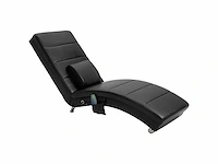 Ontspanningsstoel met massagefunctie ergonomische salonstoel met hoge rugleuning, met massagefunctie en kussen met zero-g design salonstoel in zwart schuimmetaal kunstleer 58 x 163 x 87 cm - afbeelding 2 van  6