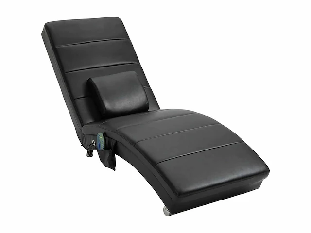 Ontspanningsstoel met massagefunctie ergonomische salonstoel met hoge rugleuning, met massagefunctie en kussen met zero-g design salonstoel in zwart schuimmetaal kunstleer 58 x 163 x 87 cm - afbeelding 6 van  6
