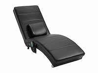 Ontspanningsstoel met massagefunctie ergonomische salonstoel met hoge rugleuning, met massagefunctie en kussen met zero-g design salonstoel in zwart schuimmetaal kunstleer 58 x 163 x 87 cm - afbeelding 6 van  6