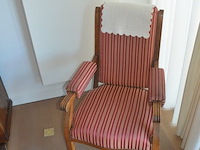 Opazetel, beige lederen poef, 2 ronde bijzettafeltjes - afbeelding 6 van  8