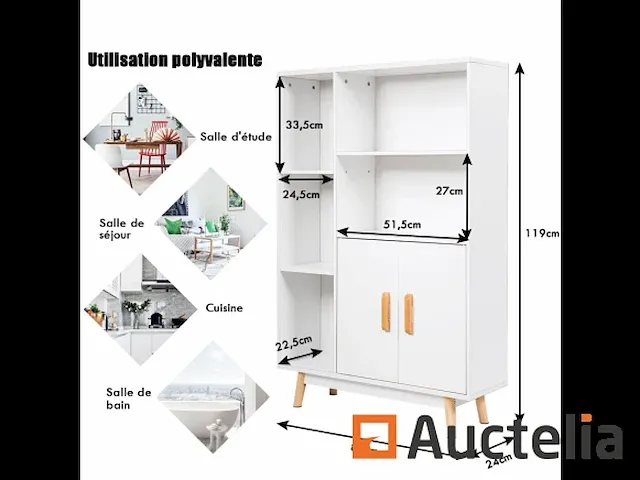 Opbergkast bibliotheek 80 x 24 x 119 cm - afbeelding 8 van  11