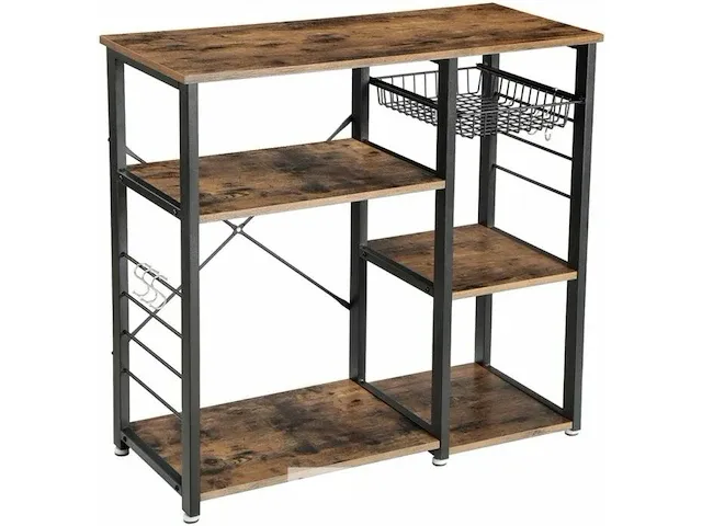 Opbergrek - industrieel - hout/metaal - 90x40x84 - afbeelding 1 van  3