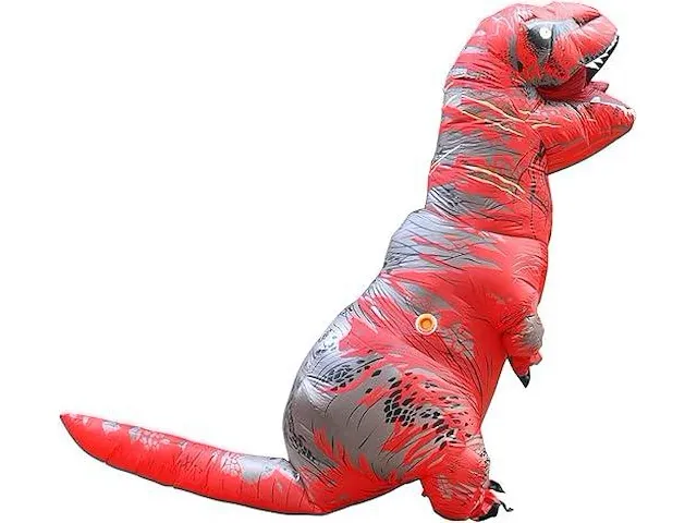 Opblaasbaar dino kostuum t-rex rood - afbeelding 3 van  4