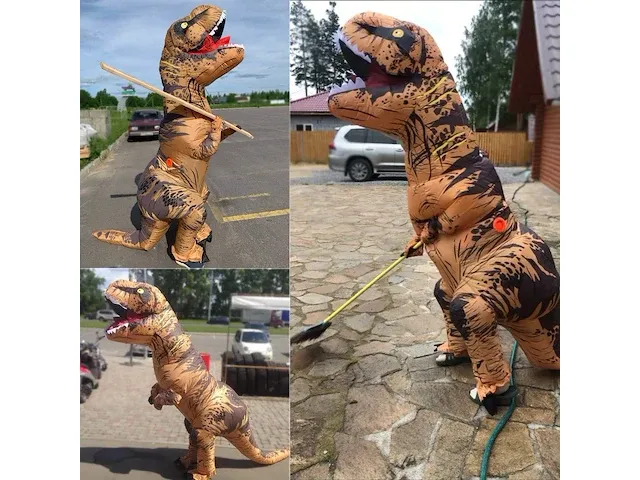 Opblaasbaar dino kostuum t-rex - afbeelding 5 van  6