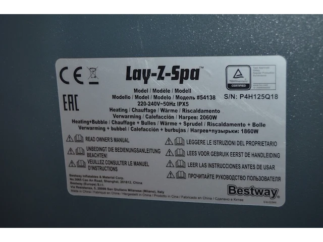 Opblaasbare jacuzzi bestway, verwarmingspomp lay-z-spa 54138 - afbeelding 10 van  10