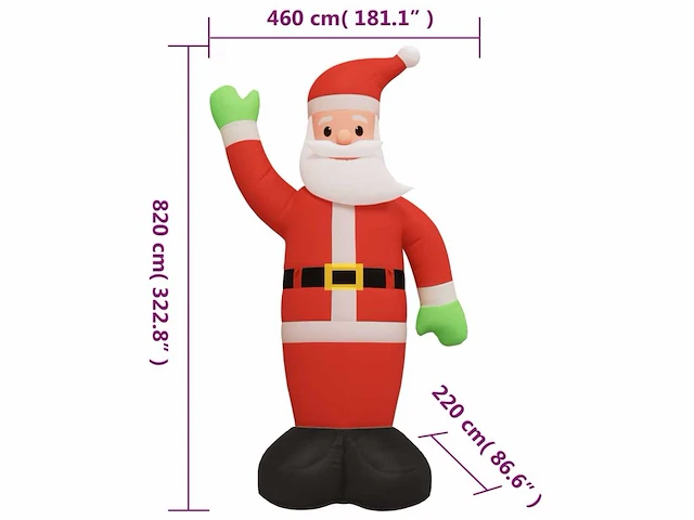 Opblaasbare kerstman met led 820 cm - levering enkel in belgië - afbeelding 7 van  8