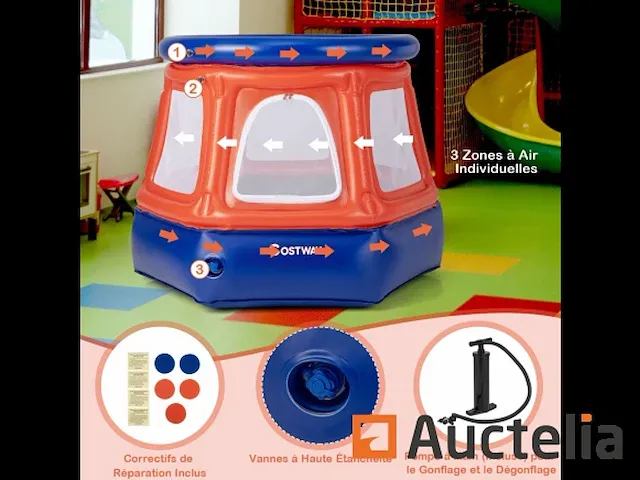 Opblaasbare trampoline voor kinderen met veiligheidsnet - afbeelding 2 van  8