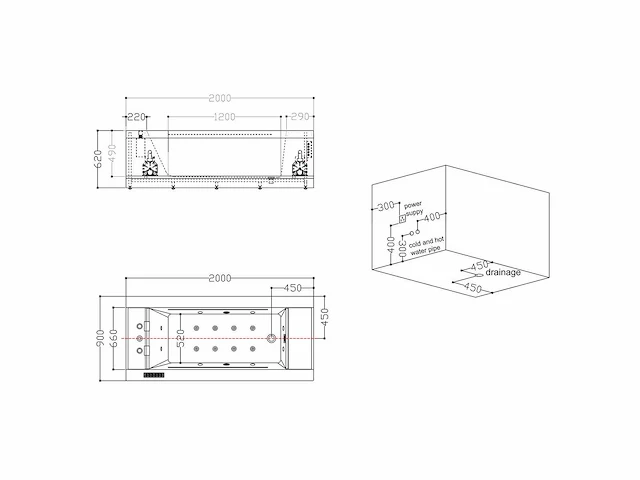 Opbouw design massagebad - waterval - glans wit - afbeelding 5 van  14
