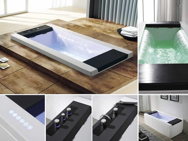 Opbouw design massagebad - waterval - glans wit - afbeelding 13 van  14