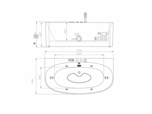 Opbouw massagebad - glans wit - afbeelding 5 van  6