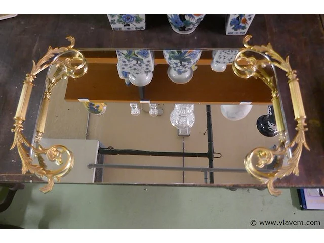 Opdienblad met koper en spiegelglas - afbeelding 1 van  2