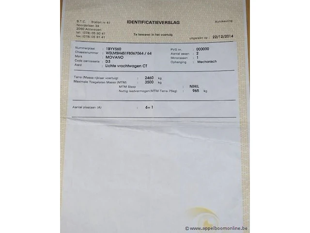 Open lichte vrachtwagen opel movano,diesel,2299cm³,92kw,1e inschr 05/12/14, w0lmsh4s1fb067064, 90958km, co²-uitstoot ng, euro5b, kenteken i+ii, gelijkvormigheidsattest, keuring tot 22/12/24, 2sleutels - afbeelding 9 van  22