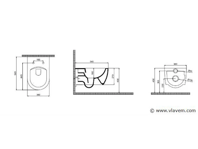 Ophang wc design met bidet - afbeelding 1 van  3