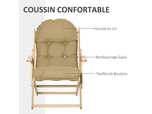 Opklapbare en verstelbare fauteuil in hout - afbeelding 13 van  16