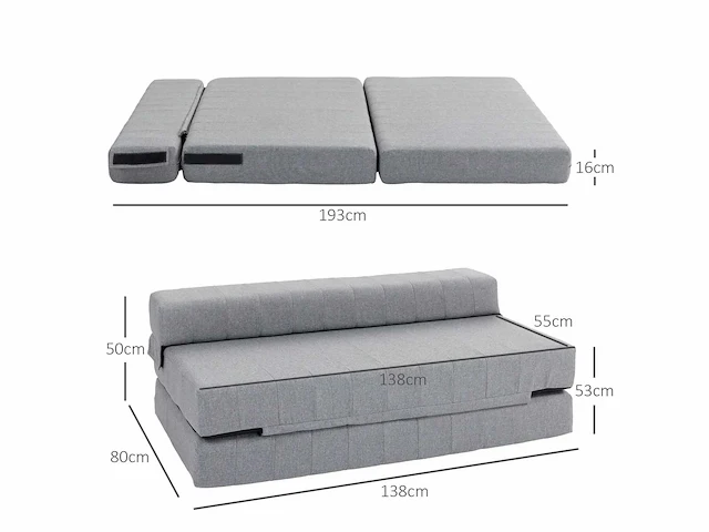 Opklapbare fauteuil met extra bedfunctie, logeerbed - afbeelding 4 van  10