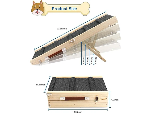 Opklapbare houten hondentrap - afbeelding 2 van  4
