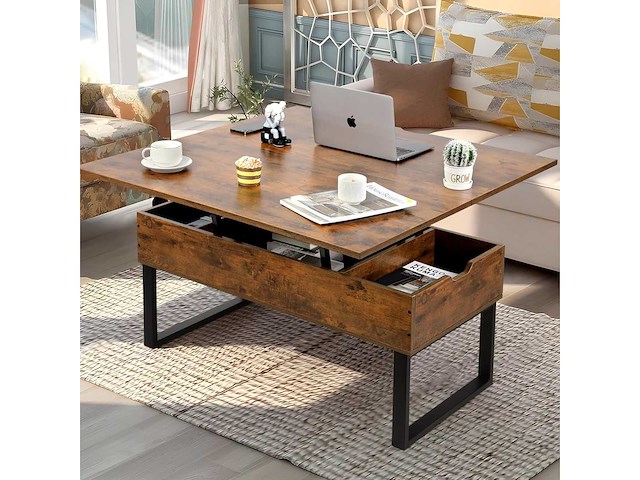 Opklapbare salontafel, 3-in-1 multifunctionele salontafel - afbeelding 3 van  10