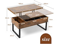 Opklapbare salontafel, 3-in-1 multifunctionele salontafel - afbeelding 4 van  10