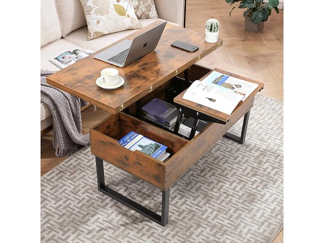 Opklapbare salontafel, 3-in-1 multifunctionele salontafel - afbeelding 10 van  10