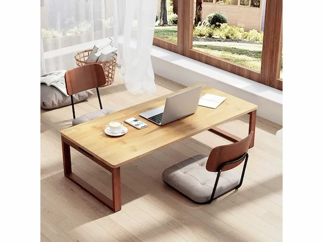 Opklapbare salontafel opvouwbare theetafel bamboe salontafel - afbeelding 1 van  4