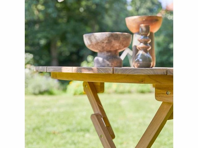 Opklapbare tafel voor buiten in massief teakhout voor 6 personen. -natuurlijk - afbeelding 2 van  5
