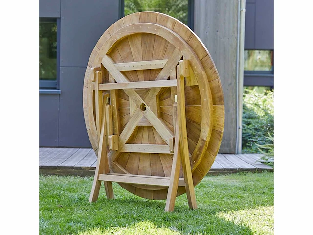 Opklapbare tafel voor buiten in massief teakhout voor 6 personen. -natuurlijk - afbeelding 5 van  5