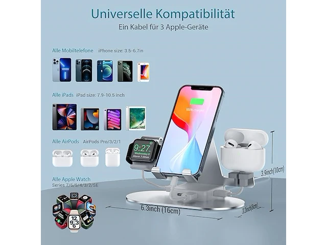 Oplaadstation voor apple watch en iphone - afbeelding 2 van  3