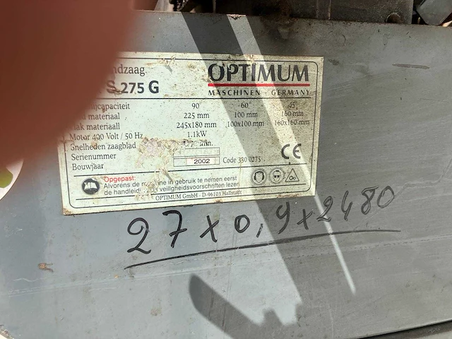 Optimum - s275g - hack sawing machines - 2002 - afbeelding 4 van  4