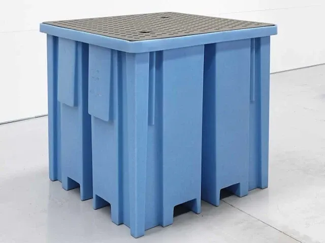 Opvangbak voor 1 x ibc met rooster, 4 hefzijden, als nieuw ( toonzaalmodel) - afbeelding 1 van  3