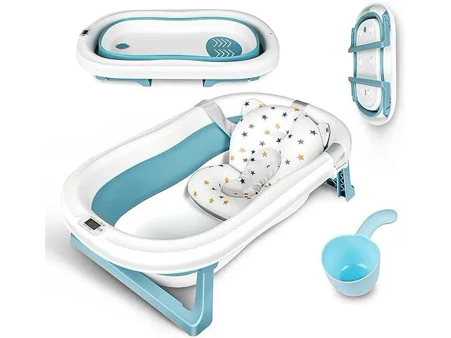 Opvouwbaar babybad met water-thermometer - afbeelding 1 van  3