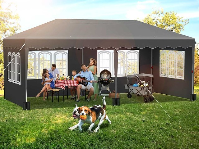 Opvouwbaar prieel - 3x6m - grijs - afbeelding 1 van  6