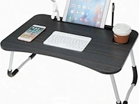 Opvouwbaar schootbureau/bedtafel met beker- en tablethouder- ideaal in bed - afbeelding 2 van  4