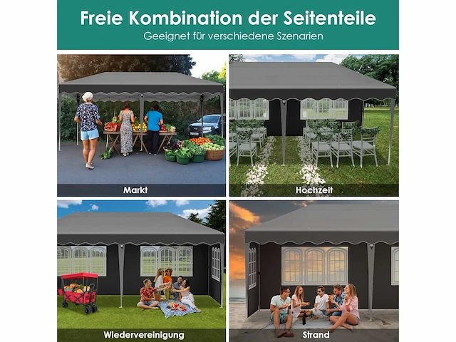 Opvouwbaar tuinpaviljoen 3x6m - grijs - afbeelding 6 van  10