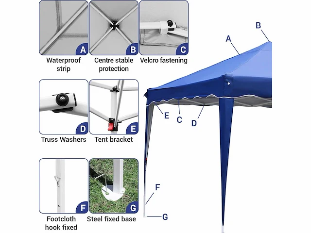 Opvouwbaar tuinprieel 3 x 3, waterdicht stabiel winterbestendig - afbeelding 5 van  8