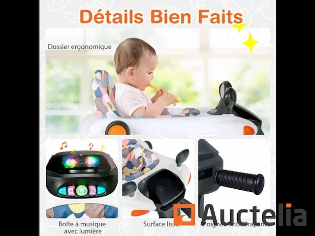 Opvouwbare baby trotteur 2 in 1 hoogte en snelheid instelbaar - afbeelding 1 van  9