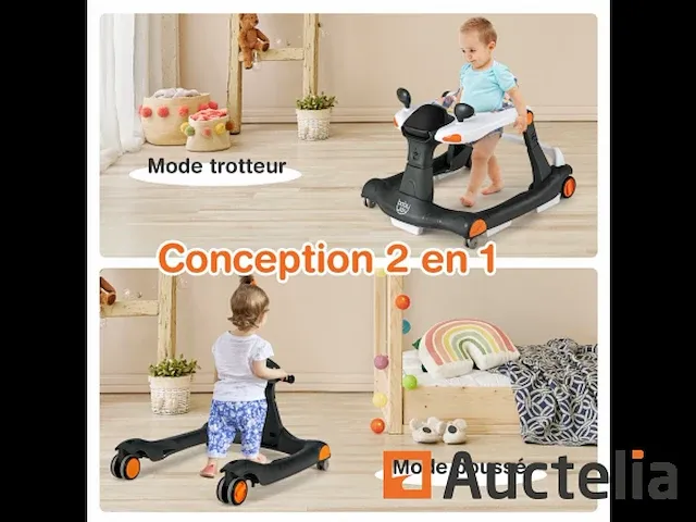 Opvouwbare baby trotteur 2 in 1 hoogte en snelheid instelbaar - afbeelding 8 van  9