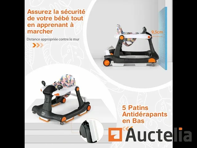 Opvouwbare baby trotteur 2 in 1 hoogte en snelheid instelbaar - afbeelding 9 van  9
