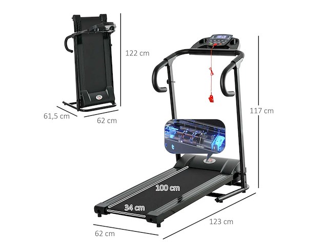 Opvouwbare elektrische loopband v. max 10km/h vermogen 550 w - afbeelding 4 van  7
