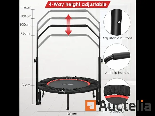 Opvouwbare fitness trampoline, ø101 cm, mini trampoline - afbeelding 4 van  7