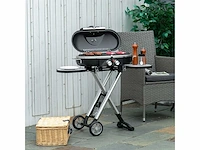 Opvouwbare grillwagen met roestvrij herstelplateau, aluminium, 100 x 41,6 x 82,5 cm, zwart/zilver - afbeelding 1 van  6